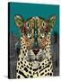 Leopard Queen Teal-Sharon Turner-Stretched Canvas