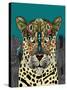 Leopard Queen Teal-Sharon Turner-Stretched Canvas