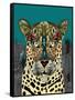 Leopard Queen Teal-Sharon Turner-Framed Stretched Canvas