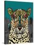 Leopard Queen Teal-Sharon Turner-Stretched Canvas