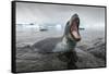 Leopard Seal Hunting, Antarctica-Paul Souders-Framed Stretched Canvas