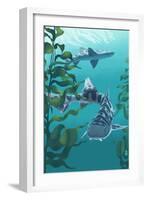 Leopard Shark-Lantern Press-Framed Art Print