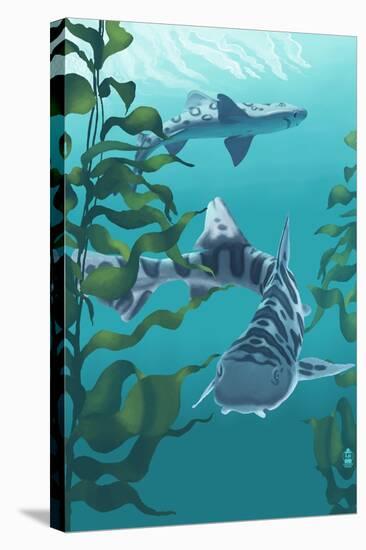 Leopard Shark-Lantern Press-Stretched Canvas