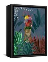 Leopard with Headdress-Fab Funky-Framed Stretched Canvas