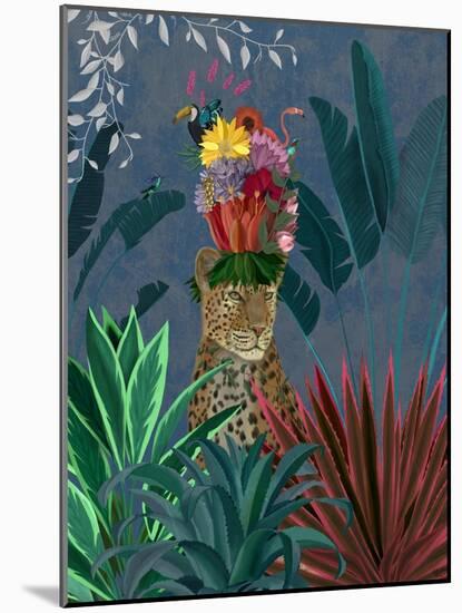 Leopard with Headdress-Fab Funky-Mounted Art Print