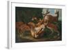 Leopards Attacking Deer in a Landscape-Carl Borromaus Andreas Ruthart-Framed Giclee Print
