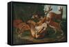 Leopards Attacking Deer in a Landscape-Carl Borromaus Andreas Ruthart-Framed Stretched Canvas