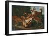 Leopards Attacking Deer in a Landscape-Carl Borromaus Andreas Ruthart-Framed Giclee Print