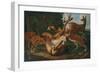 Leopards Attacking Deer in a Landscape-Carl Borromaus Andreas Ruthart-Framed Giclee Print