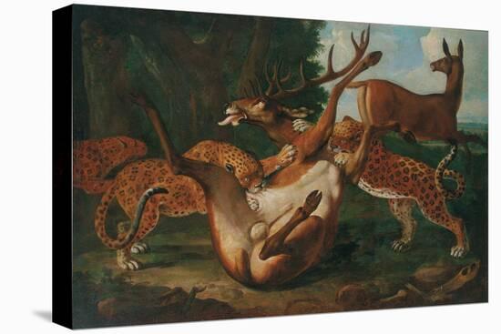 Leopards Attacking Deer in a Landscape-Carl Borromaus Andreas Ruthart-Stretched Canvas