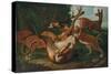 Leopards Attacking Deer in a Landscape-Carl Borromaus Andreas Ruthart-Stretched Canvas
