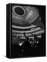 Leopold Stokowski Conducting the New York Philharmonic Orchestra in Performance at Carnegie Hall-Gjon Mili-Framed Stretched Canvas