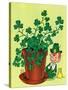 Leprechaun and Clover - Jack & Jill-Milt Groth-Stretched Canvas