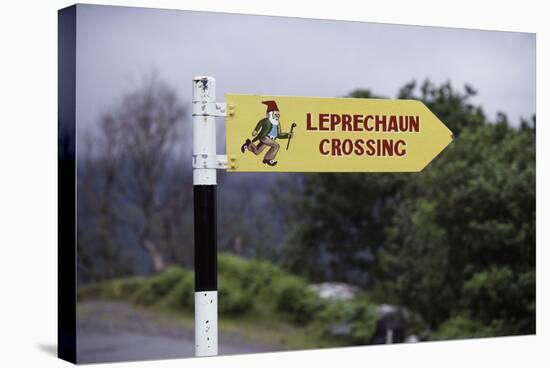 Leprechaun Crossing Sign-Bo Zaunders-Stretched Canvas