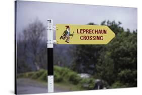 Leprechaun Crossing Sign-Bo Zaunders-Stretched Canvas