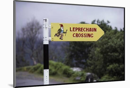 Leprechaun Crossing Sign-Bo Zaunders-Mounted Photographic Print