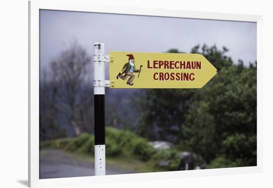 Leprechaun Crossing Sign-Bo Zaunders-Framed Photographic Print