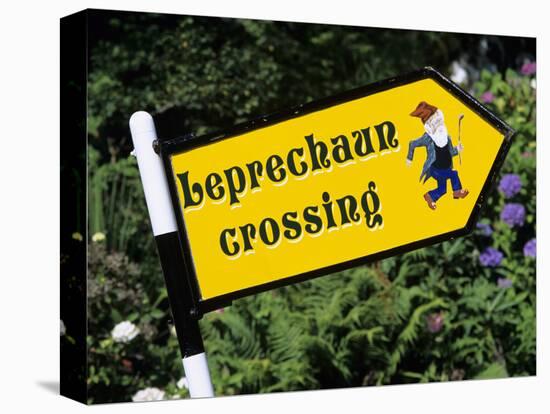 Leprechaun Crossing Signpost, County Kerry, Munster, Republic of Ireland, Europe-Stuart Black-Stretched Canvas