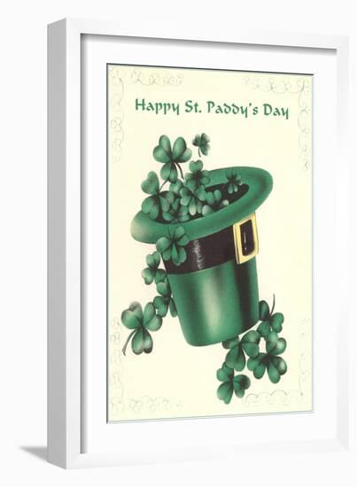 Leprechaun's Hat with Four-Leaf Clovers-null-Framed Art Print