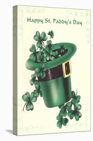 Leprechaun's Hat with Four-Leaf Clovers-null-Stretched Canvas