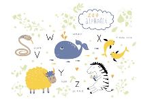 Zoo Alphabet with Funny Animals and Letters-Lera Efremova-Stretched Canvas