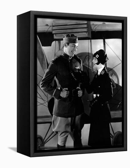 Les Ailes WINGS by WilliamWellman with Richard Arlen and Clara Bow, 1927 (Oscar, 1927) (b/w photo)-null-Framed Stretched Canvas