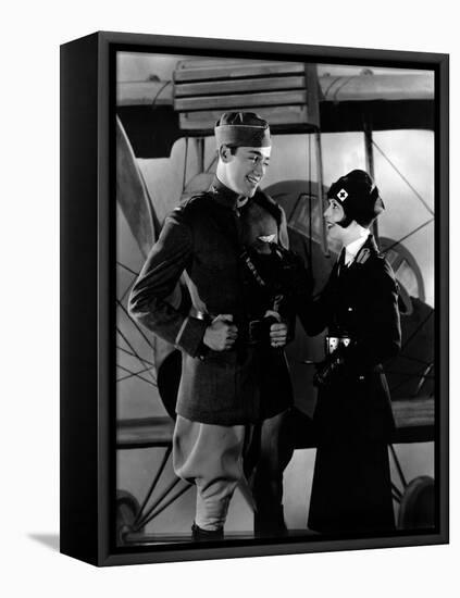 Les Ailes WINGS by WilliamWellman with Richard Arlen and Clara Bow, 1927 (Oscar, 1927) (b/w photo)-null-Framed Stretched Canvas