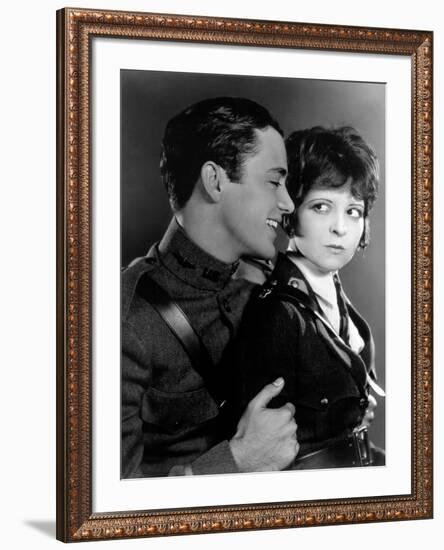 Les Ailes WINGS by WilliamWellman with Richard Arlen and Clara Bow, 1927 (Oscar, 1927) (b/w photo)-null-Framed Photo