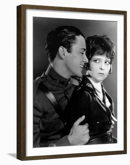 Les Ailes WINGS by WilliamWellman with Richard Arlen and Clara Bow, 1927 (Oscar, 1927) (b/w photo)-null-Framed Photo