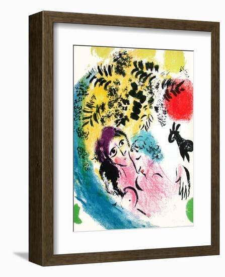 Les Amoureux Au Soleil Rouge-Marc Chagall-Framed Premium Edition