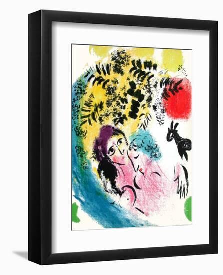 Les Amoureux Au Soleil Rouge-Marc Chagall-Framed Premium Edition