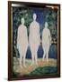 Les Baigneurs (The Bathers). Trois Silhouettes Blanches Et Nues, Se Tenant Pres D'une Riviere, En E-Kazimir Severinovich Malevich-Framed Giclee Print