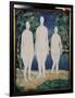 Les Baigneurs (The Bathers). Trois Silhouettes Blanches Et Nues, Se Tenant Pres D'une Riviere, En E-Kazimir Severinovich Malevich-Framed Giclee Print