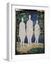 Les Baigneurs (The Bathers). Trois Silhouettes Blanches Et Nues, Se Tenant Pres D'une Riviere, En E-Kazimir Severinovich Malevich-Framed Giclee Print