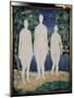 Les Baigneurs (The Bathers). Trois Silhouettes Blanches Et Nues, Se Tenant Pres D'une Riviere, En E-Kazimir Severinovich Malevich-Mounted Giclee Print