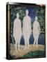 Les Baigneurs (The Bathers). Trois Silhouettes Blanches Et Nues, Se Tenant Pres D'une Riviere, En E-Kazimir Severinovich Malevich-Stretched Canvas