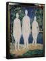 Les Baigneurs (The Bathers). Trois Silhouettes Blanches Et Nues, Se Tenant Pres D'une Riviere, En E-Kazimir Severinovich Malevich-Framed Stretched Canvas