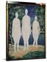 Les Baigneurs (The Bathers). Trois Silhouettes Blanches Et Nues, Se Tenant Pres D'une Riviere, En E-Kazimir Severinovich Malevich-Stretched Canvas