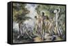 Les baigneurs-Paul Cézanne-Framed Stretched Canvas