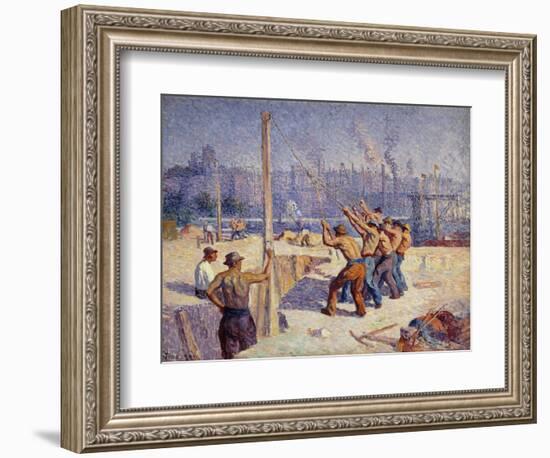 Les Batteurs De Pieux, 1900-Maximilien Luce-Framed Giclee Print