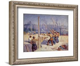 Les Batteurs De Pieux, 1900-Maximilien Luce-Framed Giclee Print