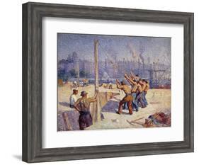 Les Batteurs De Pieux, 1900-Maximilien Luce-Framed Giclee Print