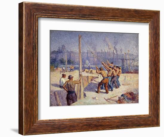 Les Batteurs De Pieux, 1900-Maximilien Luce-Framed Giclee Print