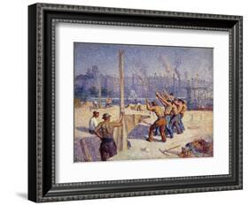 Les Batteurs De Pieux, 1900-Maximilien Luce-Framed Giclee Print