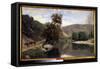 Les Bords Du Cousin Pres D'avallon Painting by Charles Francois Daubigny (1817-1878) 19Th Century S-Charles Francois Daubigny-Framed Stretched Canvas