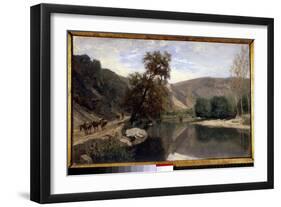 Les Bords Du Cousin Pres D'avallon Painting by Charles Francois Daubigny (1817-1878) 19Th Century S-Charles Francois Daubigny-Framed Giclee Print