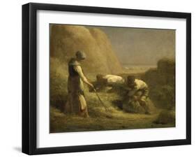 Les Botteleurs de foin-Jean-Fran?ois Millet-Framed Giclee Print