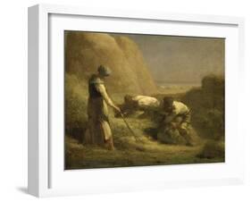 Les Botteleurs de foin-Jean-Fran?ois Millet-Framed Giclee Print