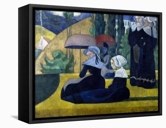 Les Bretonnes aux ombrelles-Emile Bernard-Framed Stretched Canvas