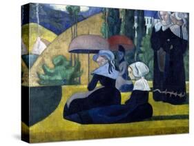 Les Bretonnes aux ombrelles-Emile Bernard-Stretched Canvas